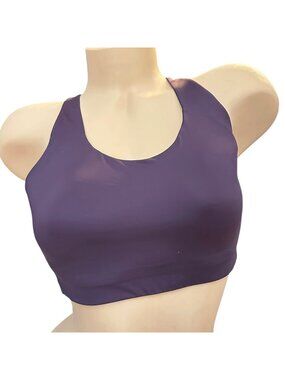 Athleta Women's Purple High Neck Sports Bra With Adjustable Straps & Mesh Back